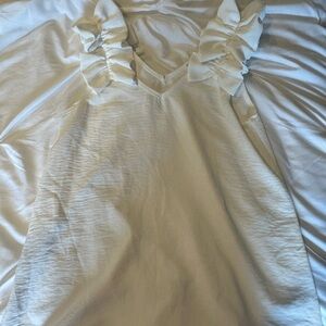 White Ruffle Top